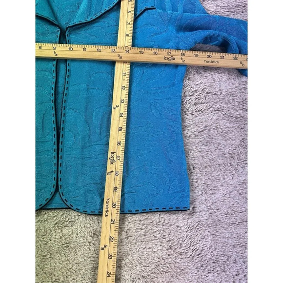 Ming Wang Women's Long Sleeve  Blue Collared Sweater Blazer Size XS Open Front - Picture 10 of 16